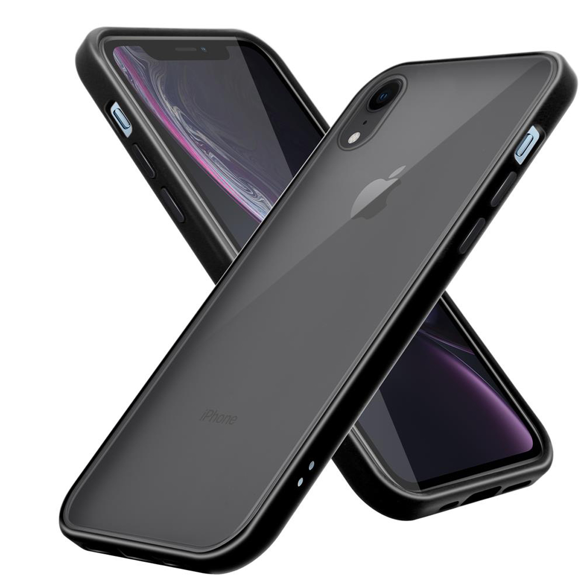 CADORABO Hülle Rückseite, und Hybrid mit Silikon Kunststoff XR, iPhone Matt Innenseite TPU Backcover, matter Schwarz Apple, Schutzhülle