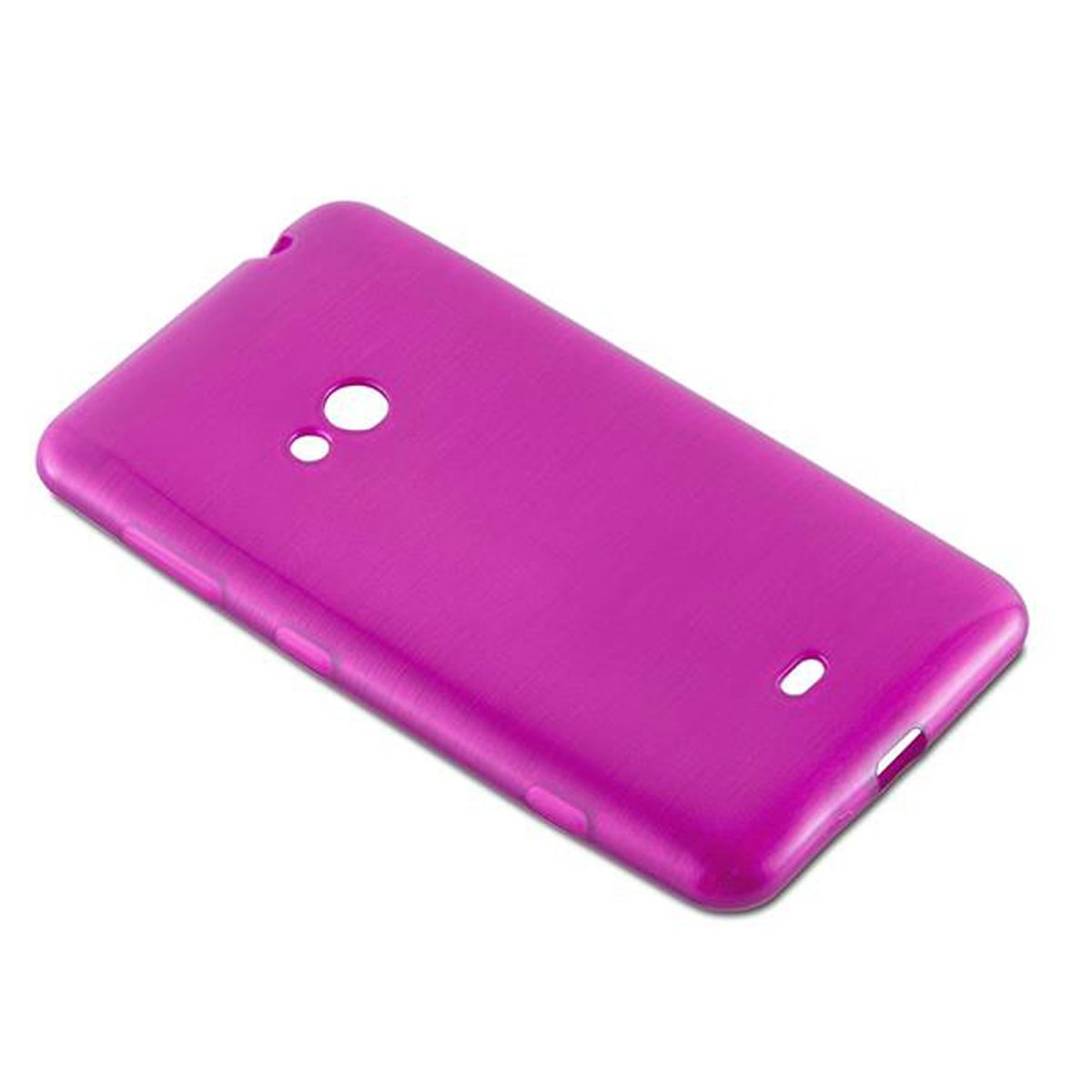 Funda de teléfono rosa sobre fondo blanco. La parte trasera de la funda es visible.