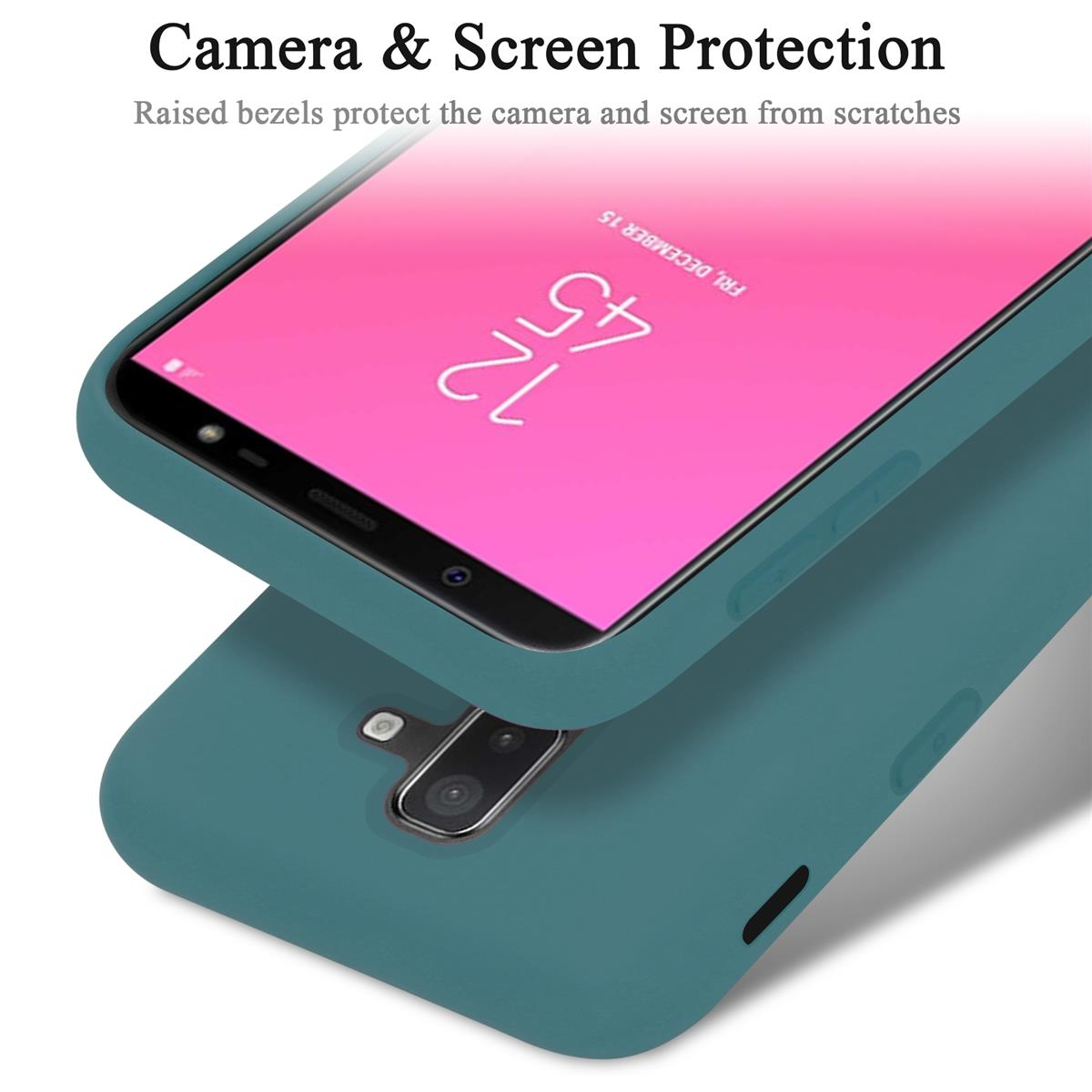 CADORABO Hülle A6 Liquid Silicone Galaxy Samsung, 2018, Case LIQUID im Style, GRÜN PLUS Backcover