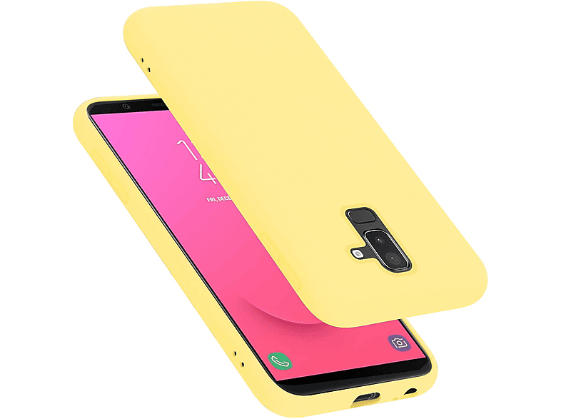CADORABO Hülle im Liquid Silicone Case Style, Backcover, Samsung, Galaxy A6 PLUS 2018, LIQUID GELB
