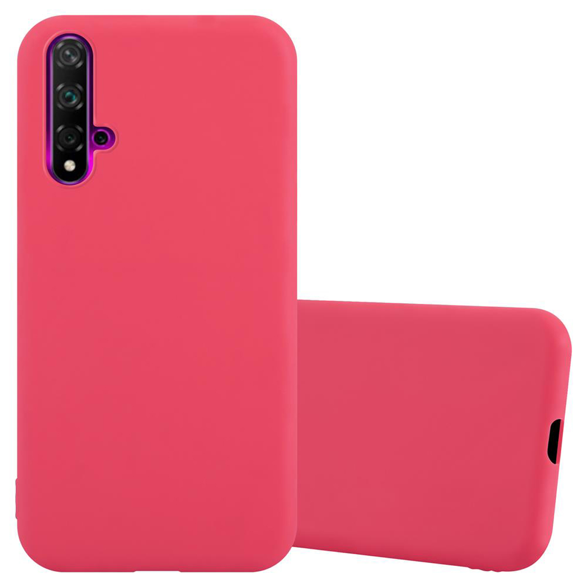 Due custodie rosa per telefono su sfondo bianco. Le custodie sono eleganti e lucide.