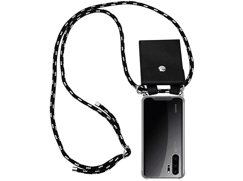 PRO, Backcover, Band abnehmbarer P30 CADORABO Huawei, mit Handy SCHWARZ Silber Kette und Kordel SILBER Hülle, Ringen,