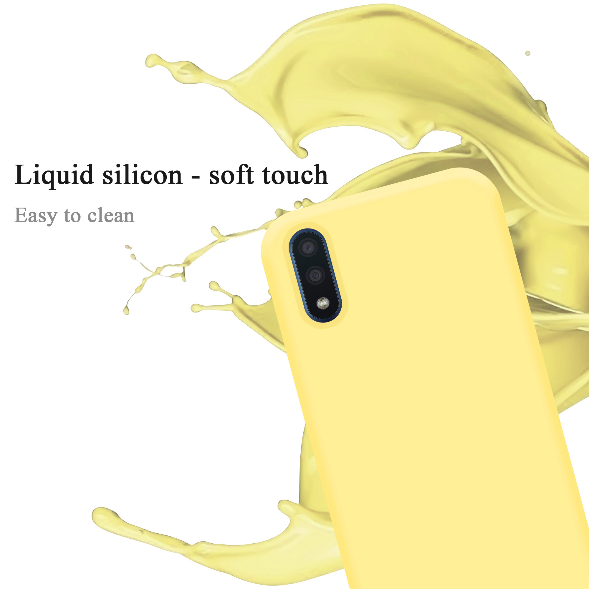 CADORABO Hülle im Liquid Style, Backcover, Samsung, Silicone Galaxy Case LIQUID GELB A01