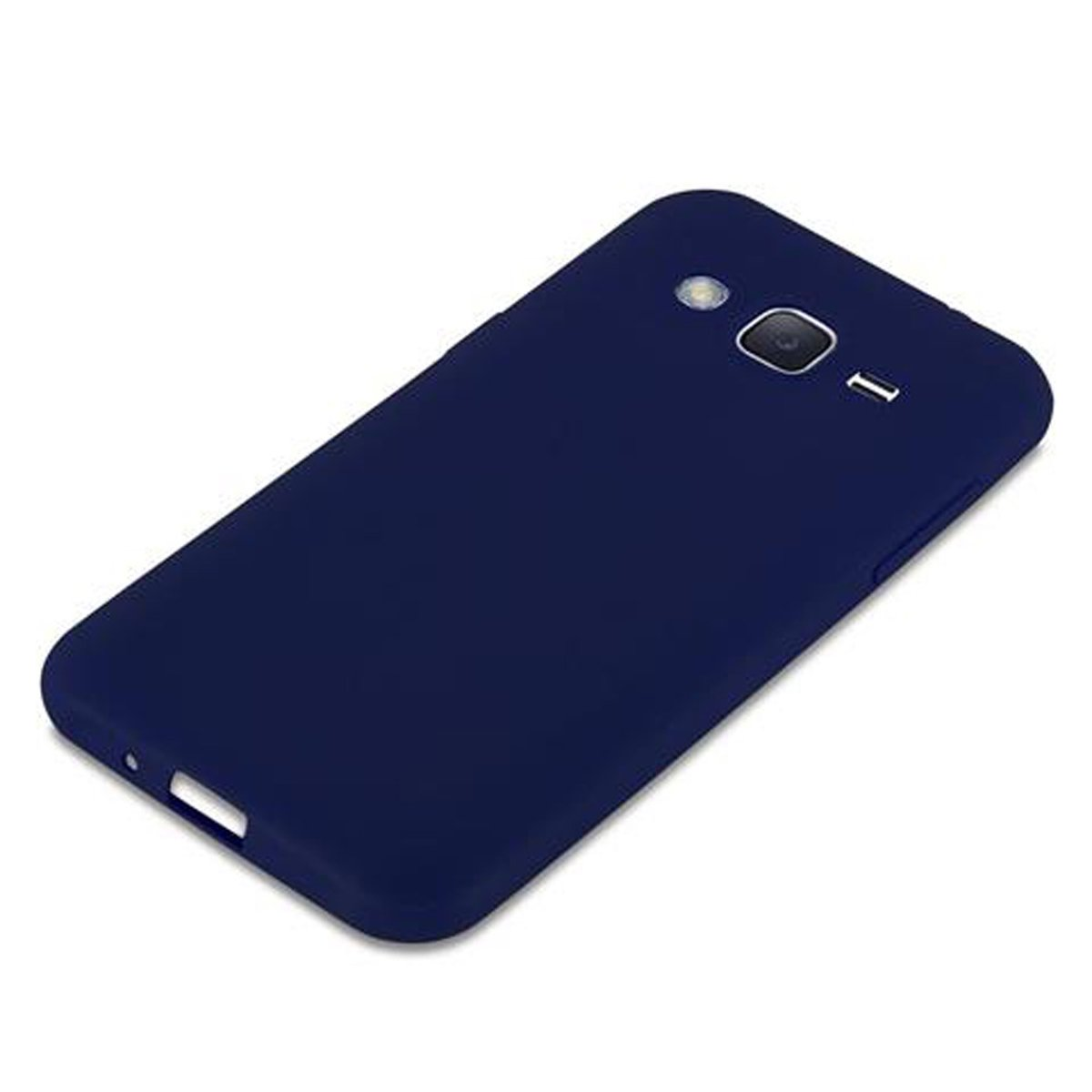 Custodia blu navy per telefono. Il telefono è dentro.