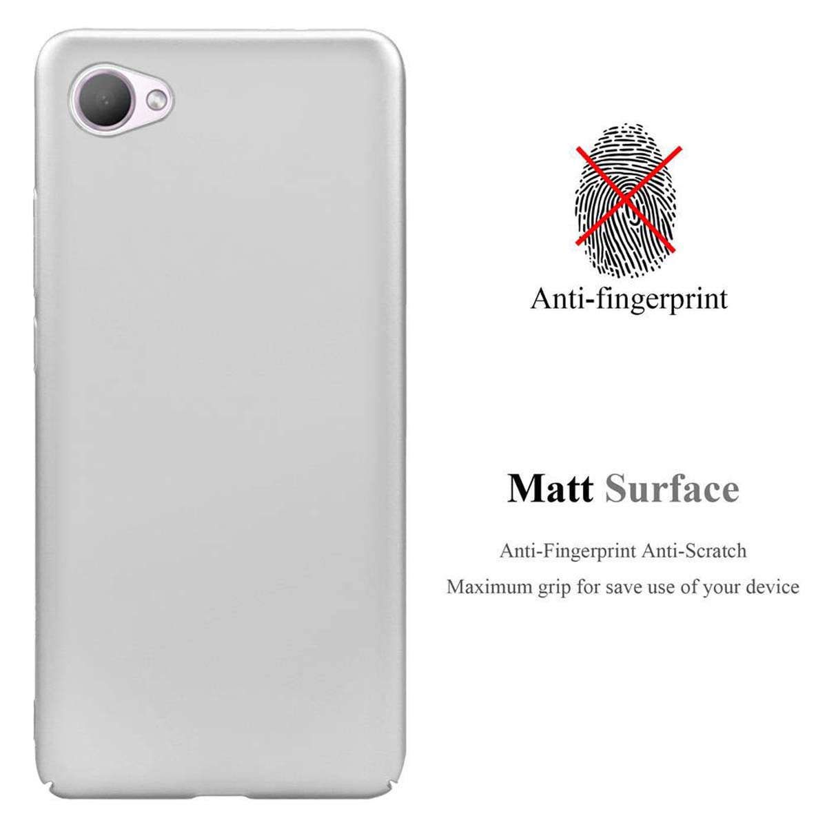 HTC, Metall Hard METALL Case CADORABO Hülle Matt im SILBER Desire Backcover, 12, Style,