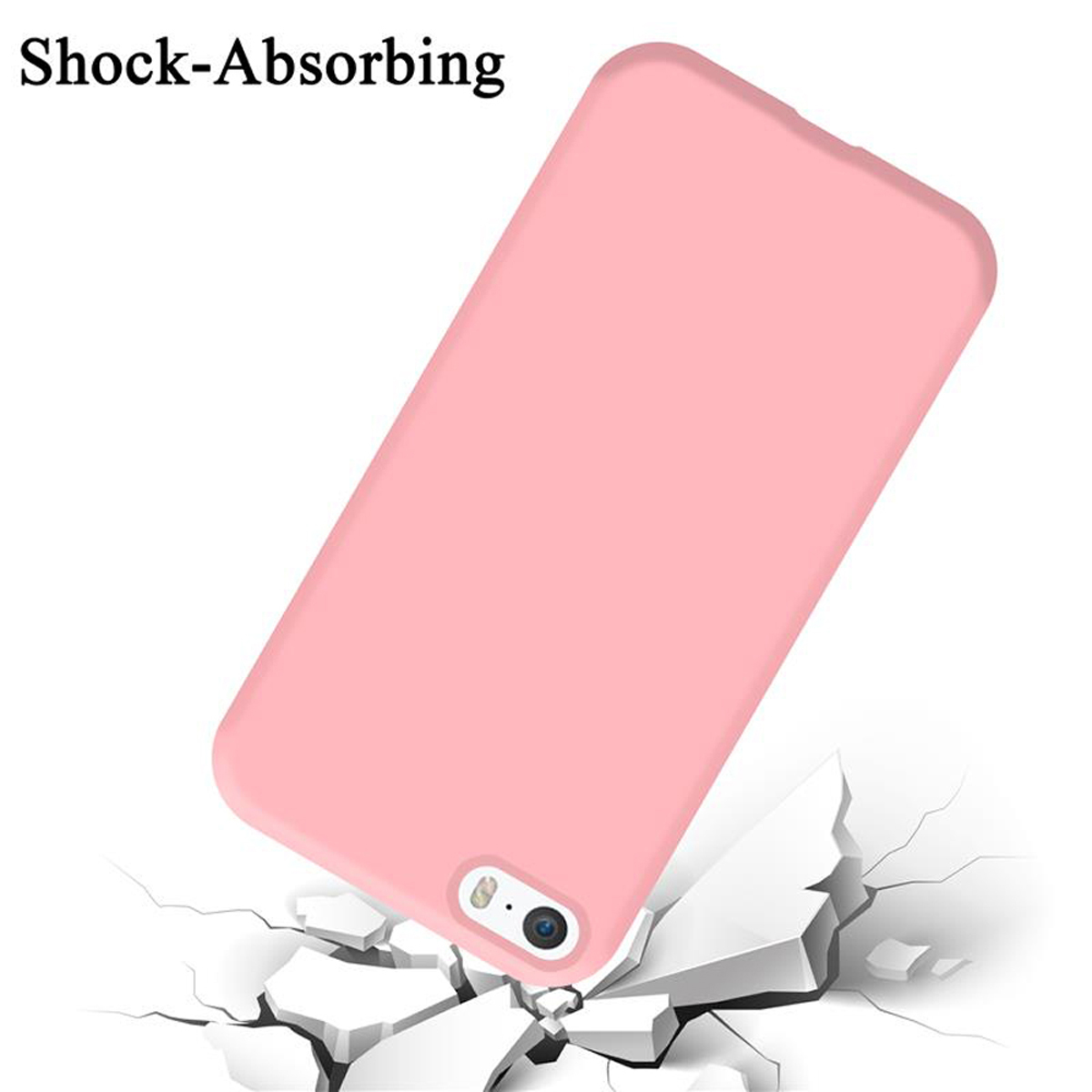 CADORABO Hülle im Liquid Silicone PINK / Backcover, SE 5S Style, 5 2016, Apple, Case / iPhone LIQUID