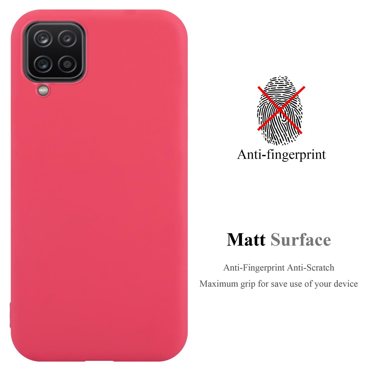 Eine rote Handyhülle mit Anti-Fingerprint und matter Oberfläche.
