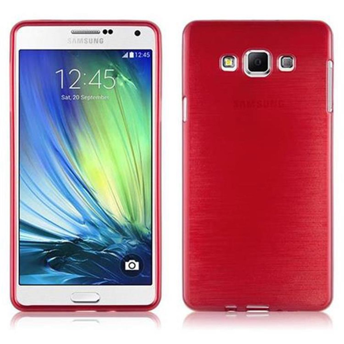 CADORABO TPU Brushed A7 Galaxy Backcover, ROT Hülle, Samsung, 2015