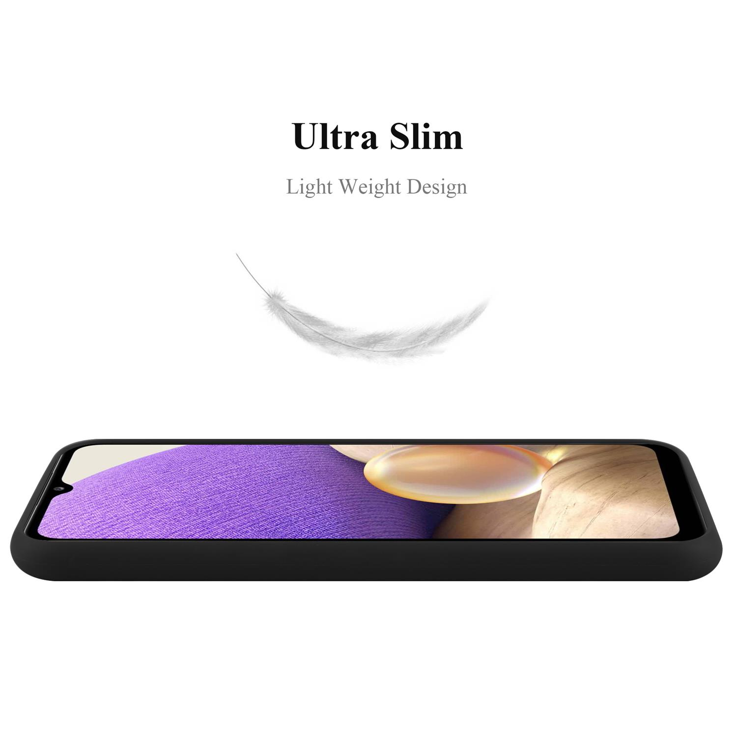 Una custodia nera con telefono, design leggero.