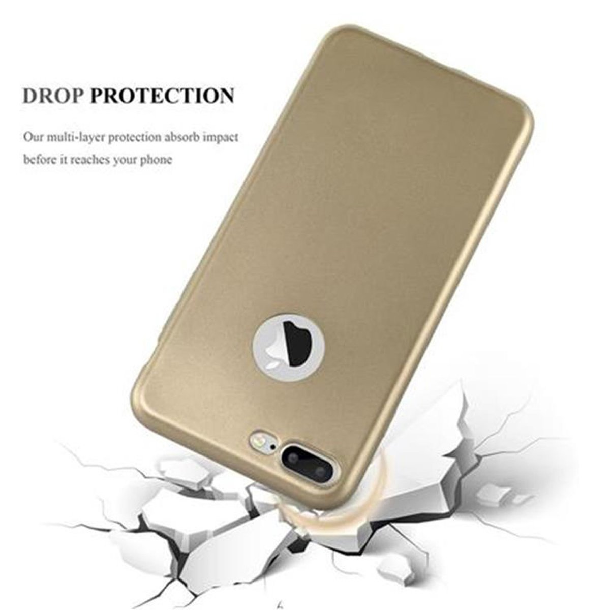 CADORABO iPhone GOLD / TPU 7S / Matt Apple, PLUS Metallic 7 8 Backcover, PLUS, PLUS METALLIC Hülle,