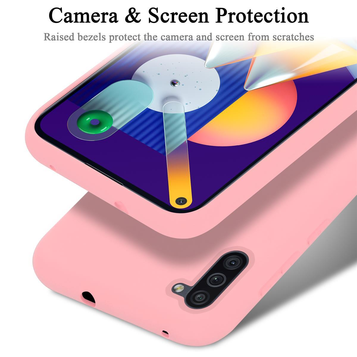 Rosa Handyhülle mit Telefon, Kamera- und Bildschirmschutz.