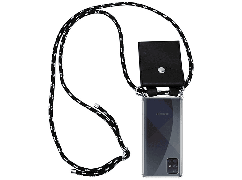 CADORABO Handy Kette mit Silber 5G, SCHWARZ und Band abnehmbarer Samsung, SILBER Kordel Hülle, Galaxy Backcover, A71 Ringen