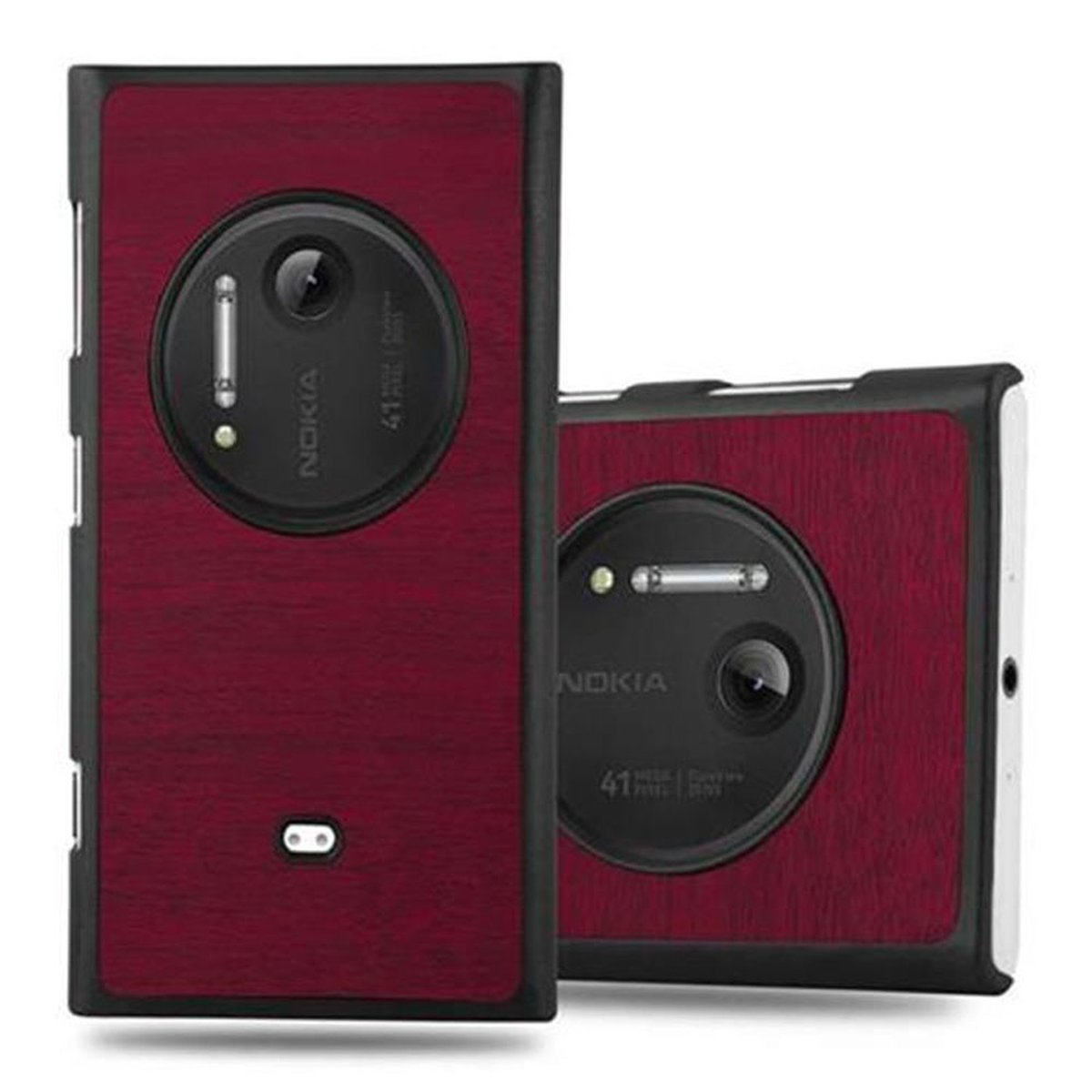 1020, Case CADORABO Hülle WOODY Style, ROT Hard Nokia, Backcover, Woody Lumia