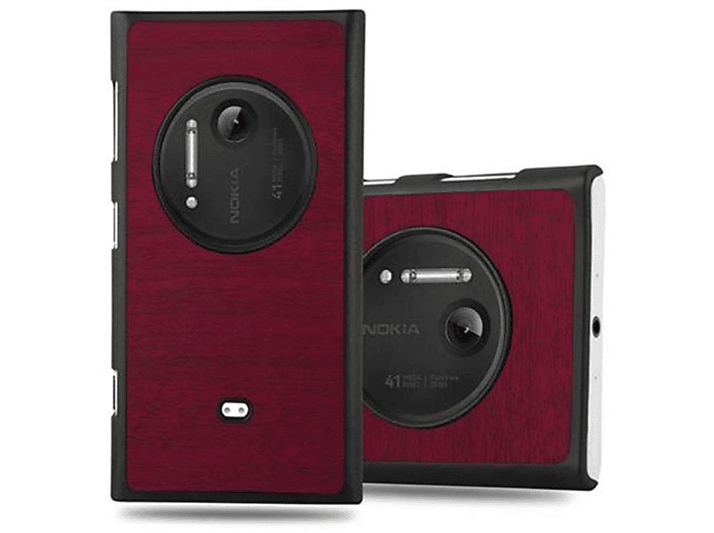 CADORABO Hülle Hard Case Woody Backcover, WOODY Lumia Nokia, Style, ROT 1020