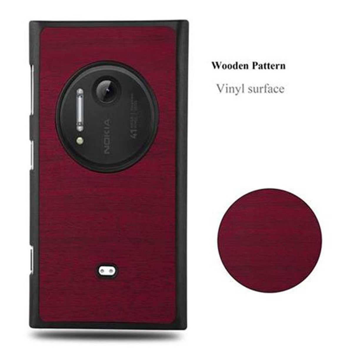 CADORABO Hülle Hard Case WOODY 1020, Backcover, Woody Nokia, Style, Lumia ROT