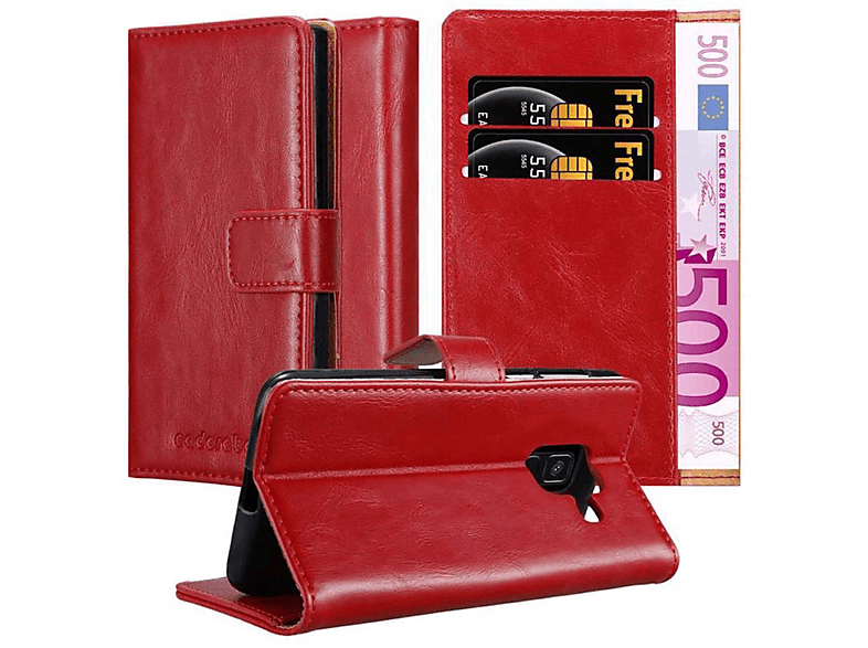 CADORABO Hülle Luxury 2018, Galaxy A8 ROT Book Samsung, Style, WEIN Bookcover