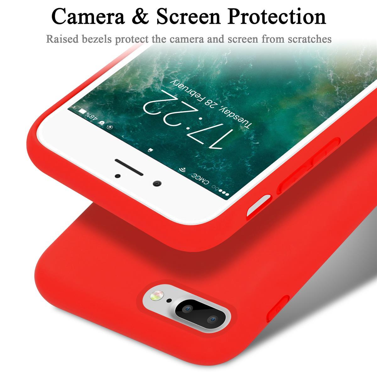 Un telefono in una custodia rossa, lo schermo mostra l'ora, con testo 'Protezione fotocamera e schermo'.
