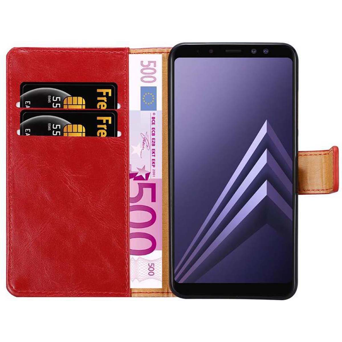 CADORABO Hülle Luxury Book A8 Galaxy Bookcover, Samsung, Style, ROT WEIN 2018