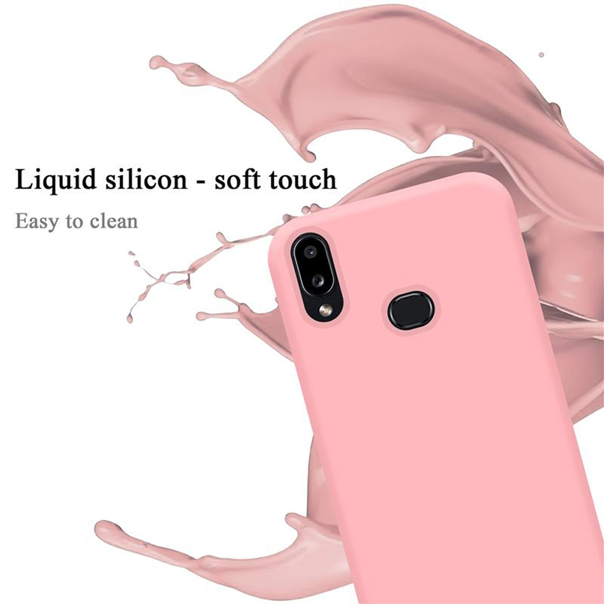 CADORABO Hülle im Liquid Silicone LIQUID PINK Style, Samsung, M01s, A10s Galaxy / Case Backcover
