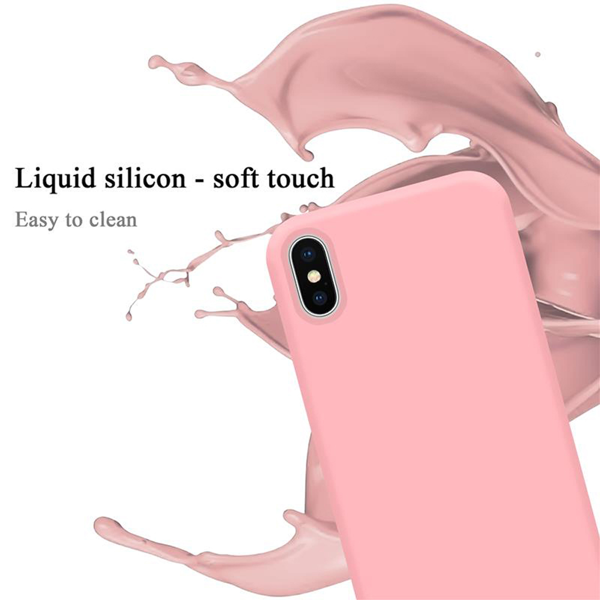CADORABO Hülle im Liquid PINK MAX, Backcover, LIQUID Silicone Apple, Style, Case XS iPhone
