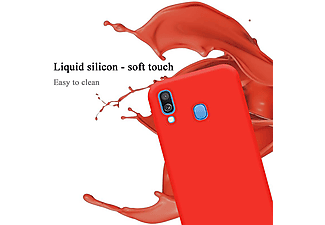 carcasa de móvil  - Funda flexible para móvil - Carcasa de TPU Silicona ultrafina CADORABO, Samsung, Galaxy A40, liquid rojo