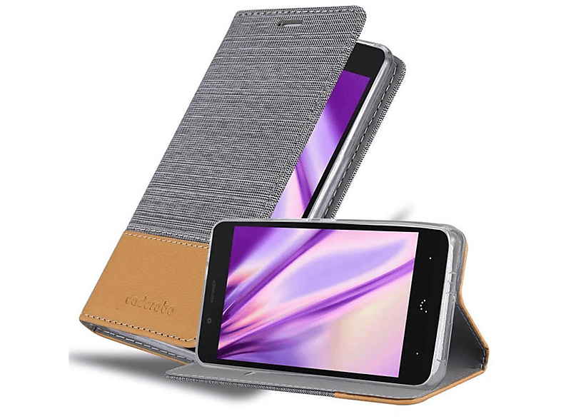 cadorabo Book Case works with BQ Aquaris X5 in NIGHT BLACK - with Magnetic Closure, Stand Function and Card Slot - Wallet Etui Cover Pouch PU Leather