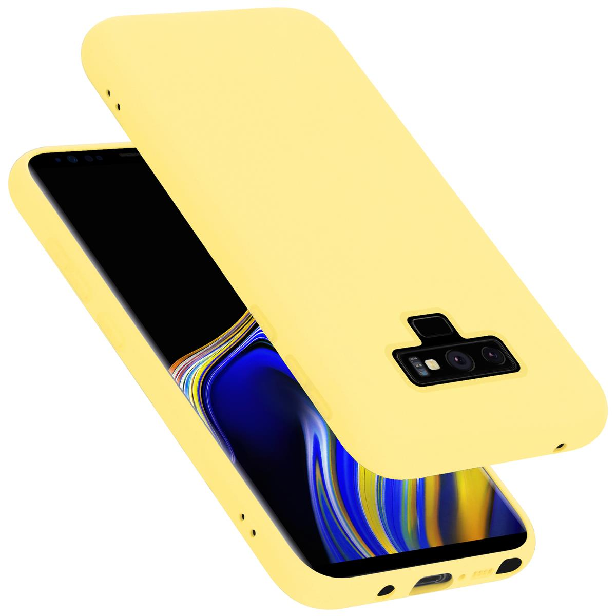 CADORABO Hülle im Liquid Silicone LIQUID Case Galaxy GELB Backcover, Style, Samsung, NOTE 9