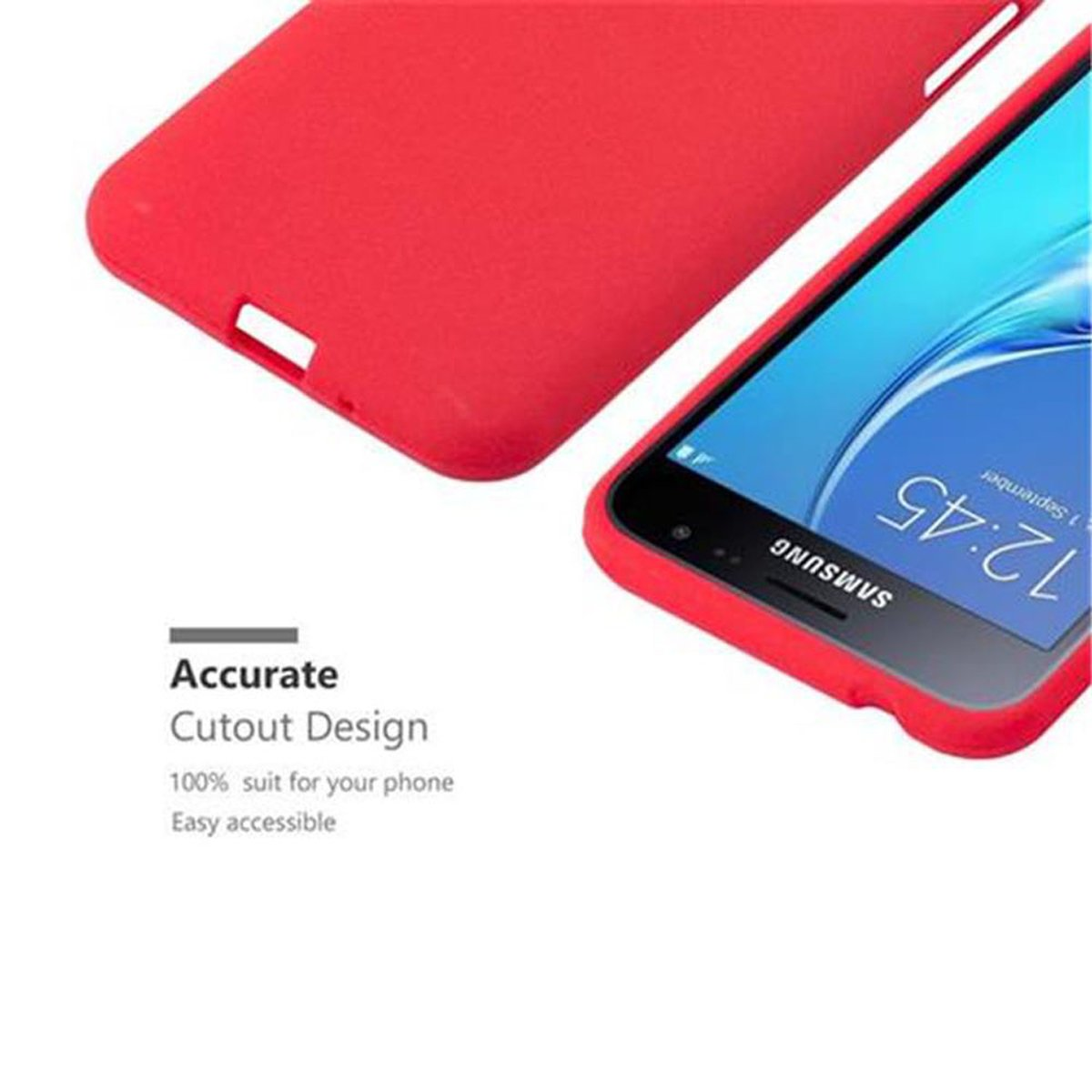 CADORABO TPU Frosted Backcover, J3 Samsung, Galaxy FROST 2016, ROT Schutzhülle