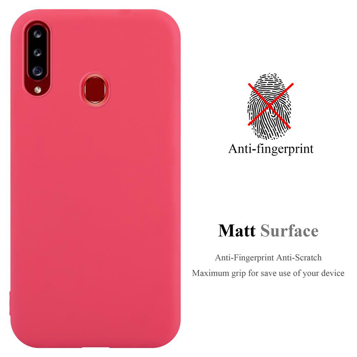 Custodia rosa per telefono con testo anti-impronta e antigraffio.