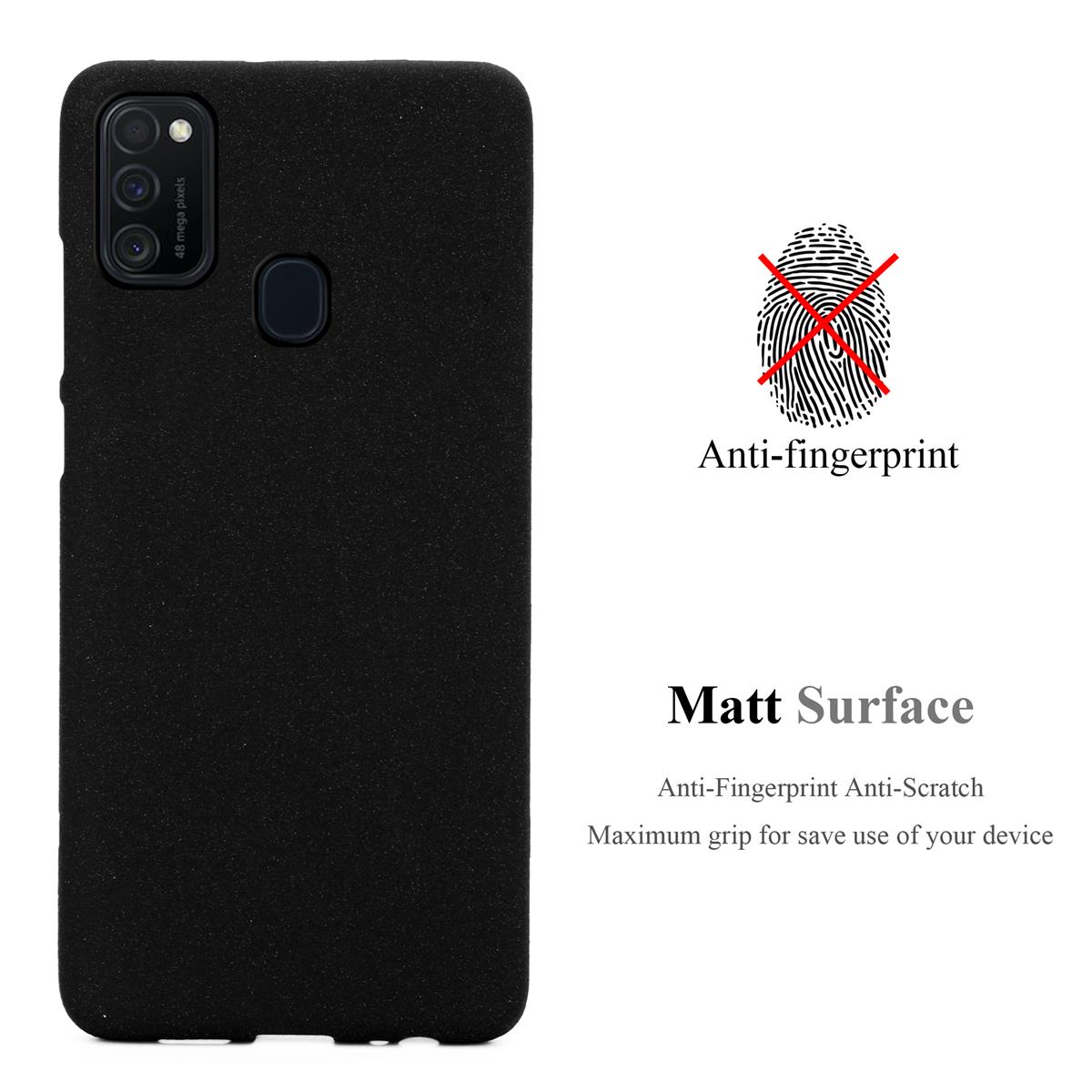 Custodia per telefono nera con funzioni anti-impronta e superficie opaca, con grafica anti-impronta.