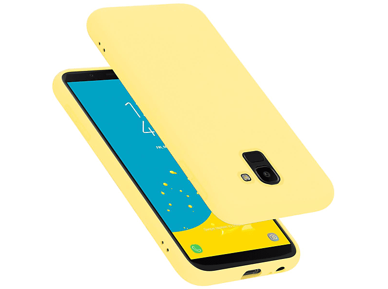 CADORABO Hülle Style, Samsung, Backcover, Case Galaxy LIQUID GELB Liquid im Silicone 2018, J6
