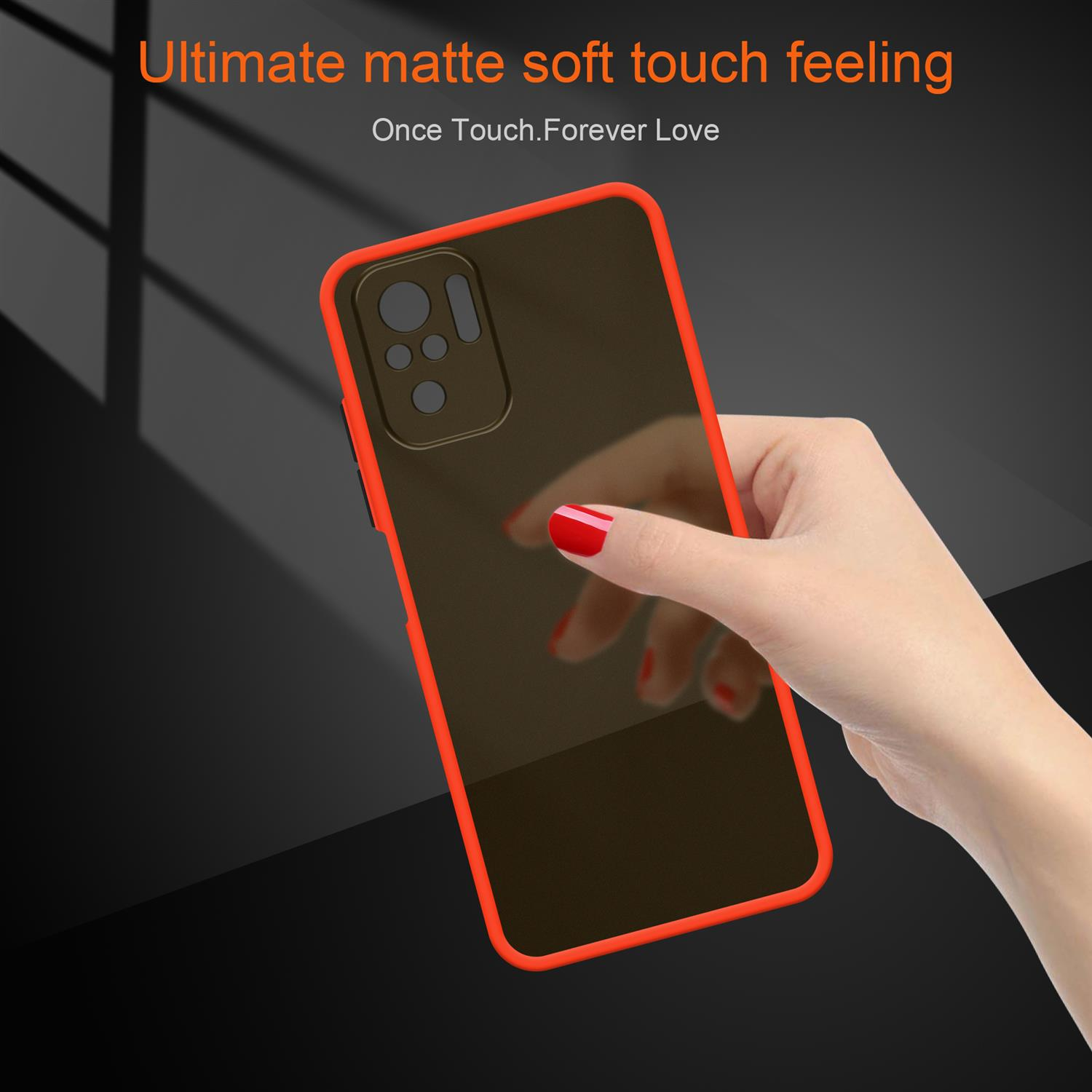 Backcover, Silikon Rot - Innenseite NOTE CADORABO TPU Schwarze 10S, matter RedMi Schutzhülle Tasten Matt Xiaomi, 4G und RedMi Hybrid Rückseite, mit Hülle Kunststoff 10 NOTE /