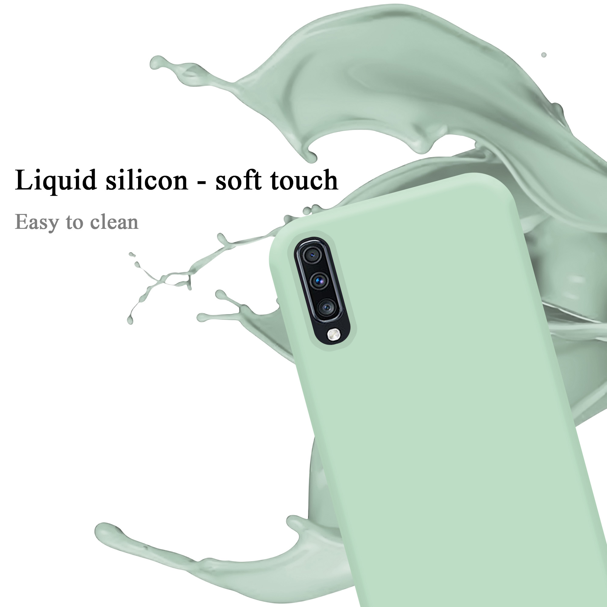 CADORABO Hülle im Liquid Silicone HELL A70 A70s, Style, Case Samsung, Backcover, / LIQUID GRÜN Galaxy