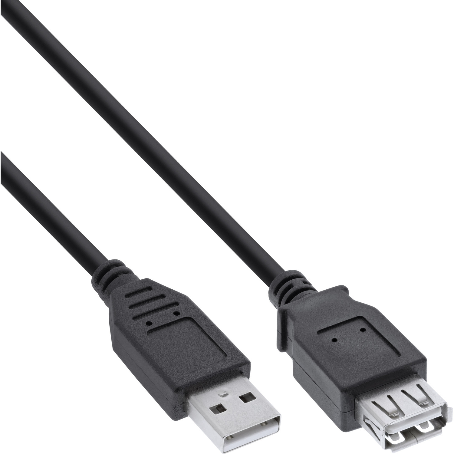 1m / USB Verlängerung, InLine® USB-A USB schwarz, Stecker 2.0 INLINE Buchse,