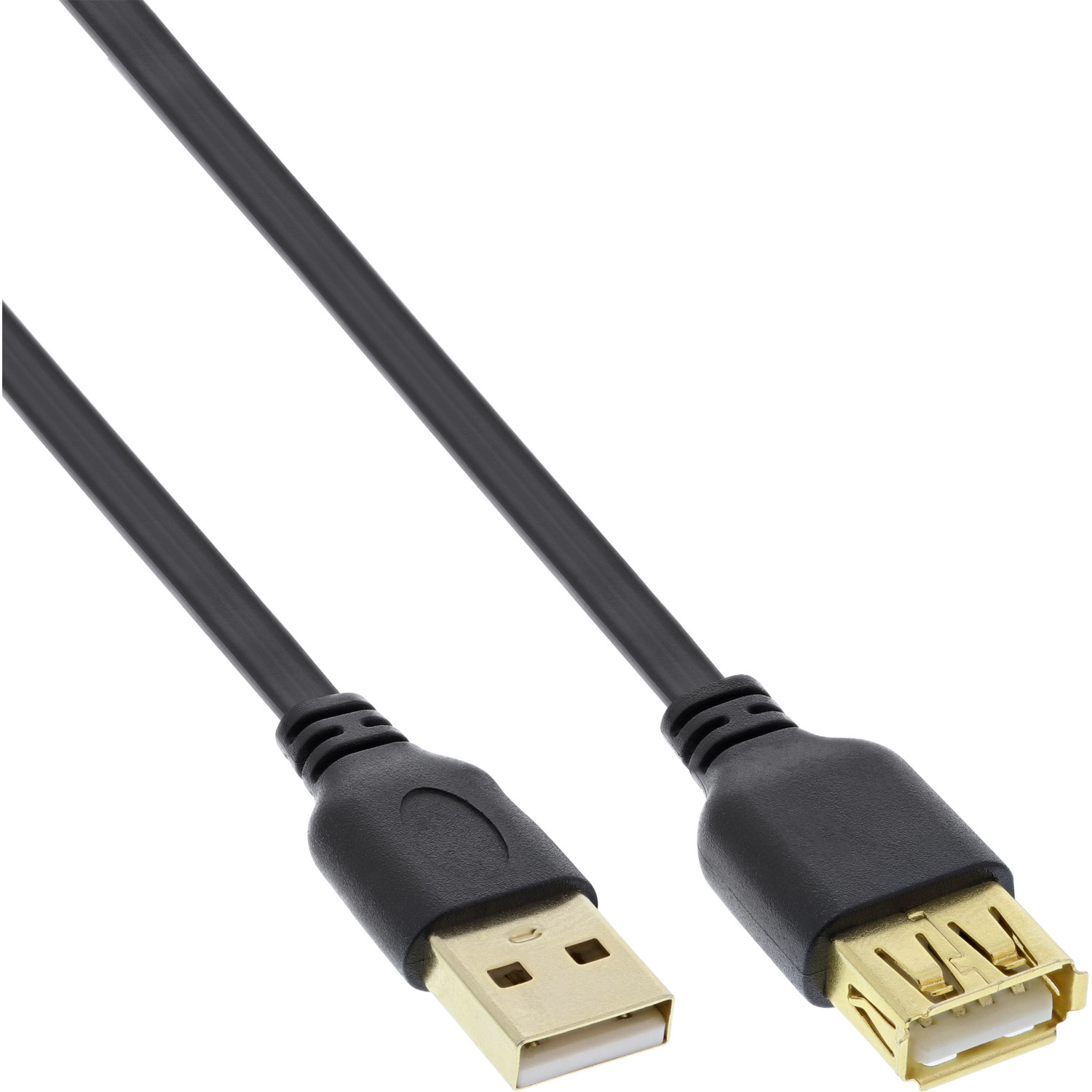 Verlängerung, InLine® / Buchse, INLINE Stecker USB 2.0 USB A gold, Flachkabel