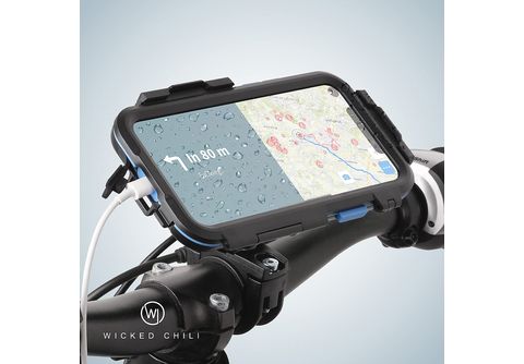 WICKED CHILI Tour Case wasserdichte iPhone 12 / 12 Pro Fahrrad Motorrad  Halterung Kugelgelenk, Ladekabelanschluss Fahrradhalterung /  Motorradhalterung, black