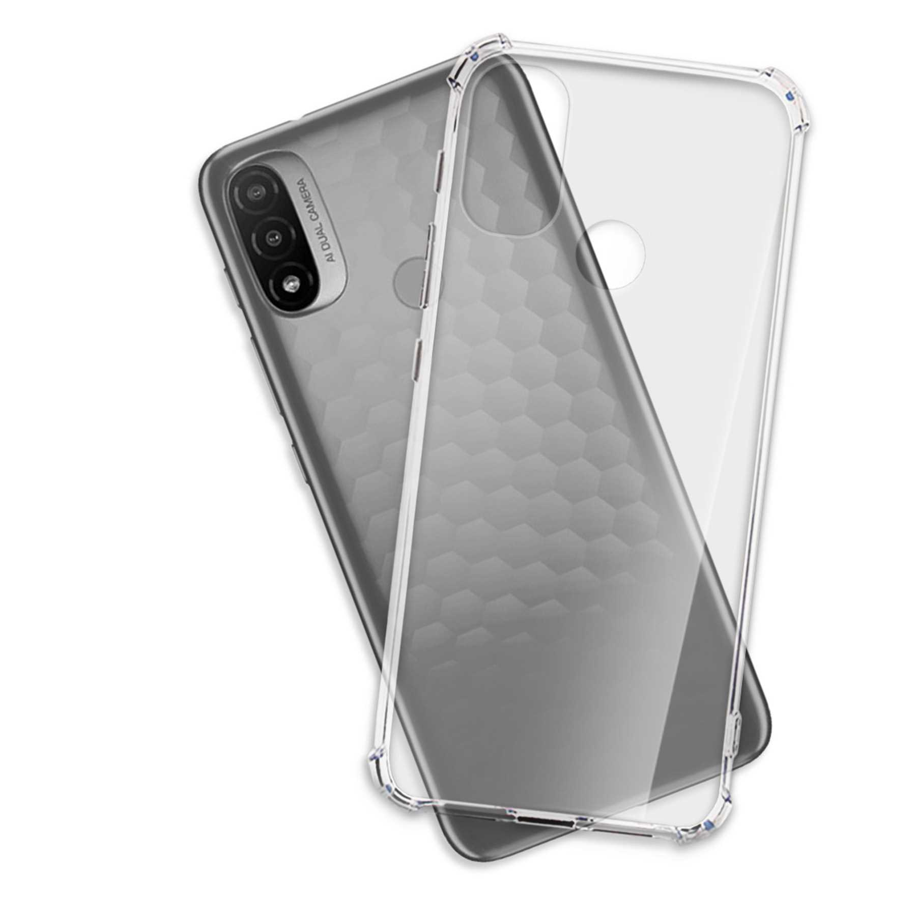 Transparente Handyhülle auf grauem Telefon.