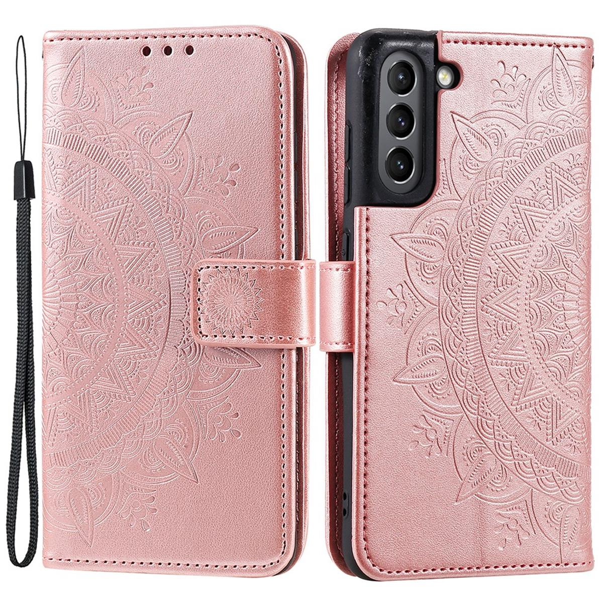 Galaxy Muster, Mandala Klapphülle Samsung, mit FE, Roségold Bookcover, COVERKINGZ S21