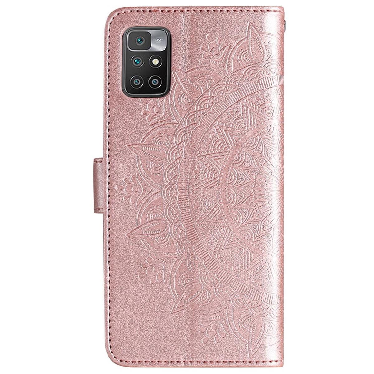 Klapphülle mit Redmi Roségold Mandala Muster, COVERKINGZ Redmi 10 Bookcover, Prime, / Xiaomi, 10