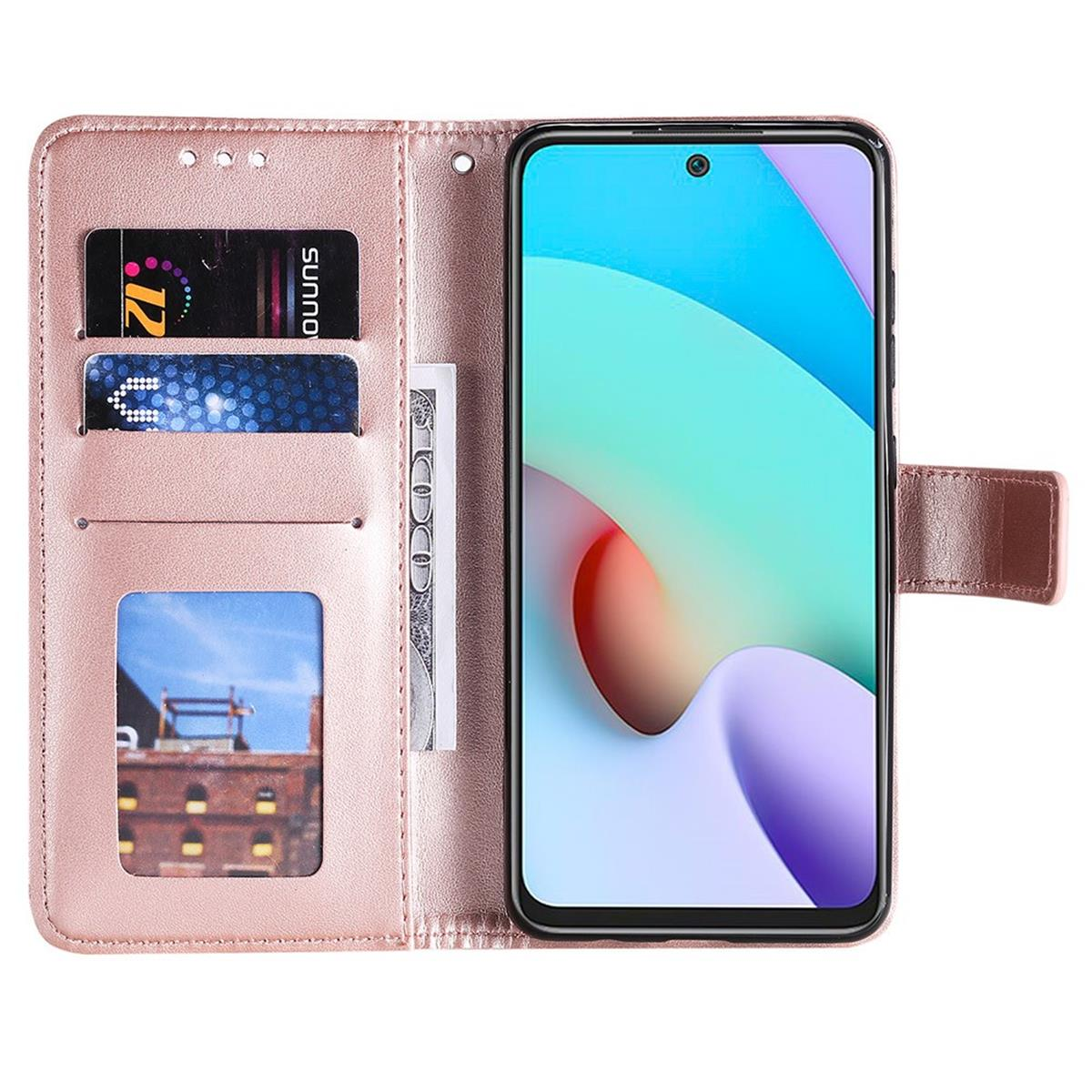 Klapphülle Xiaomi, Bookcover, / 10 Muster, Mandala Redmi 10 Roségold mit Prime, Redmi COVERKINGZ