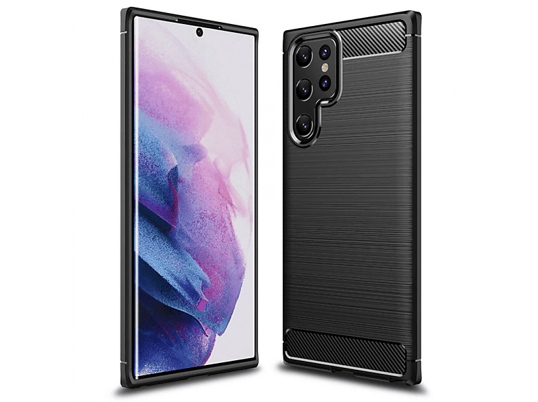 CASEONLINE Gebürstet, Samsung, S22 Backcover, Schwarz Galaxy Ultra