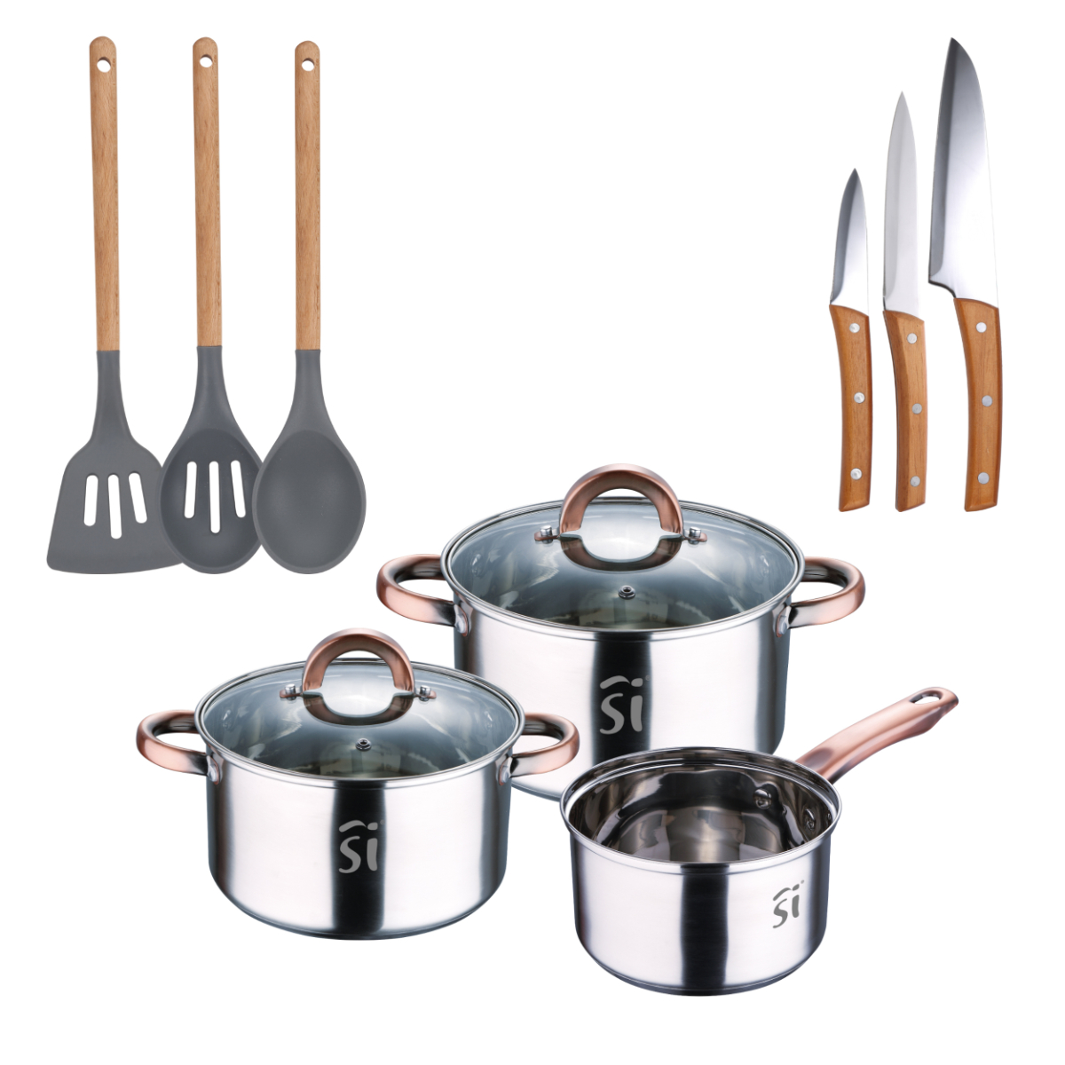 Batería De Cocina san ignacio acero inoxidable 20 cm 1 set 3 piezas onil utensilios bgeu4711