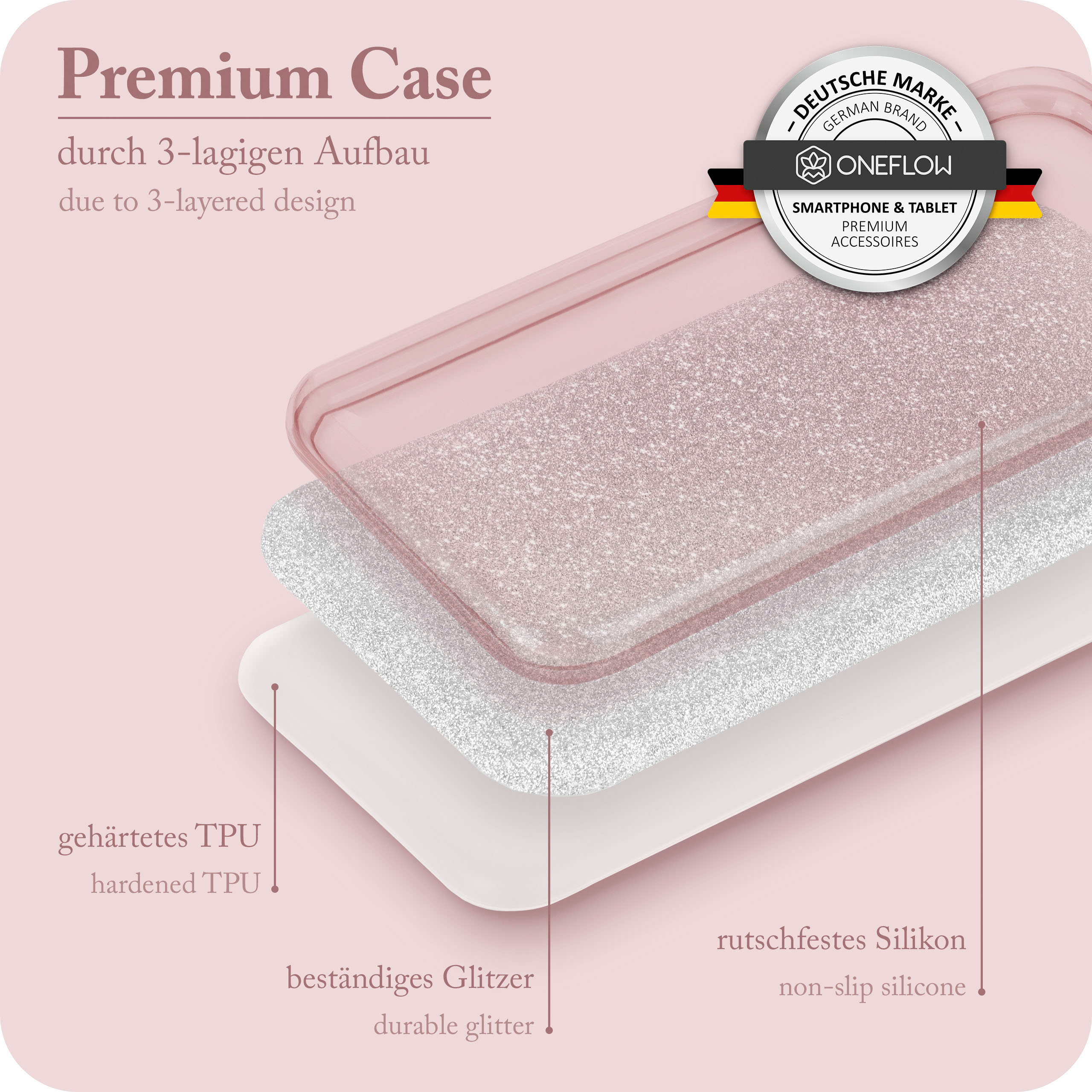 Glitter / ONEFLOW Backcover, - Case, S20 Rosé S20 Samsung, Galaxy Gloss 5G,