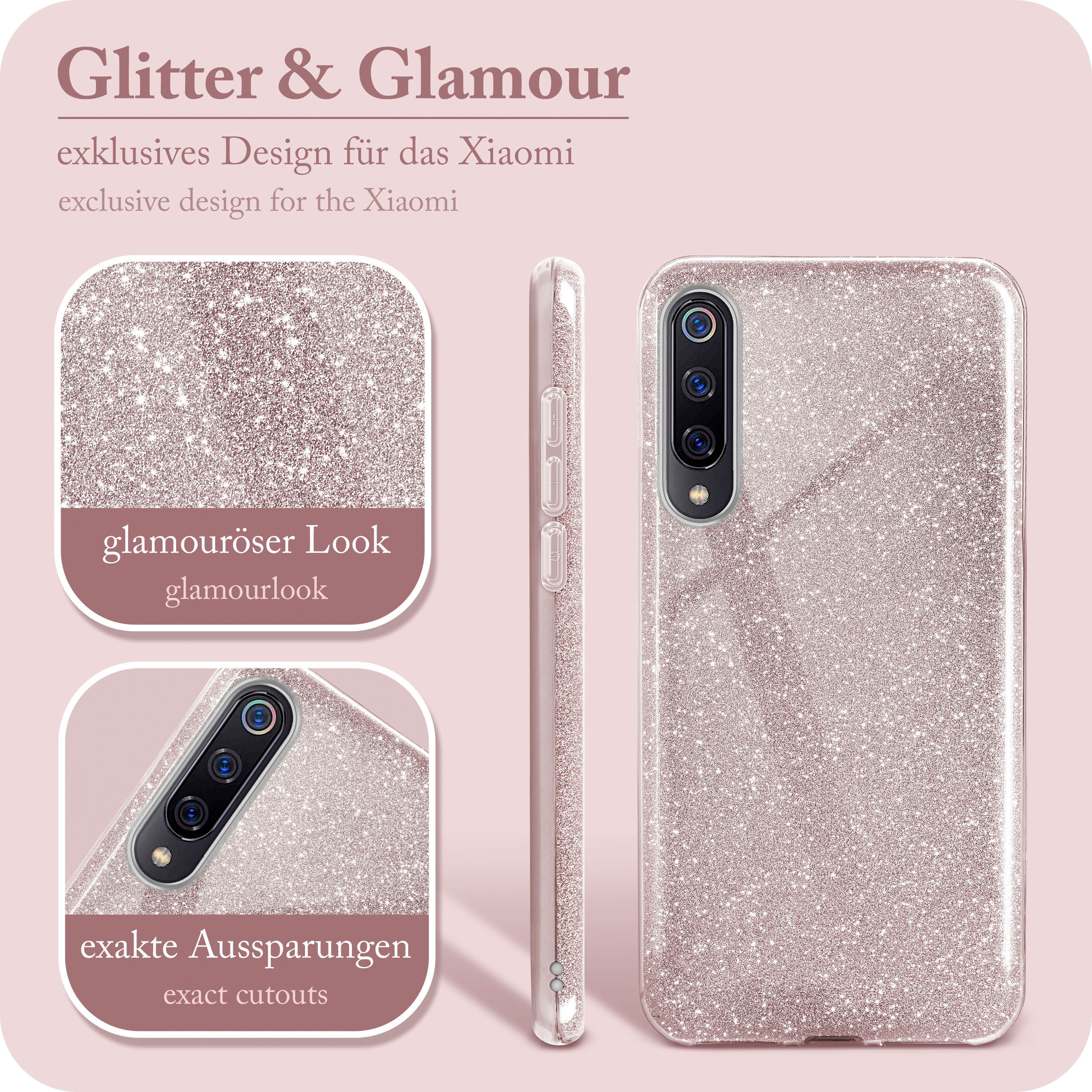 ONEFLOW Glitter Case, Backcover, - 9 Rosé Xiaomi, Mi / Explorer, Gloss Mi 9