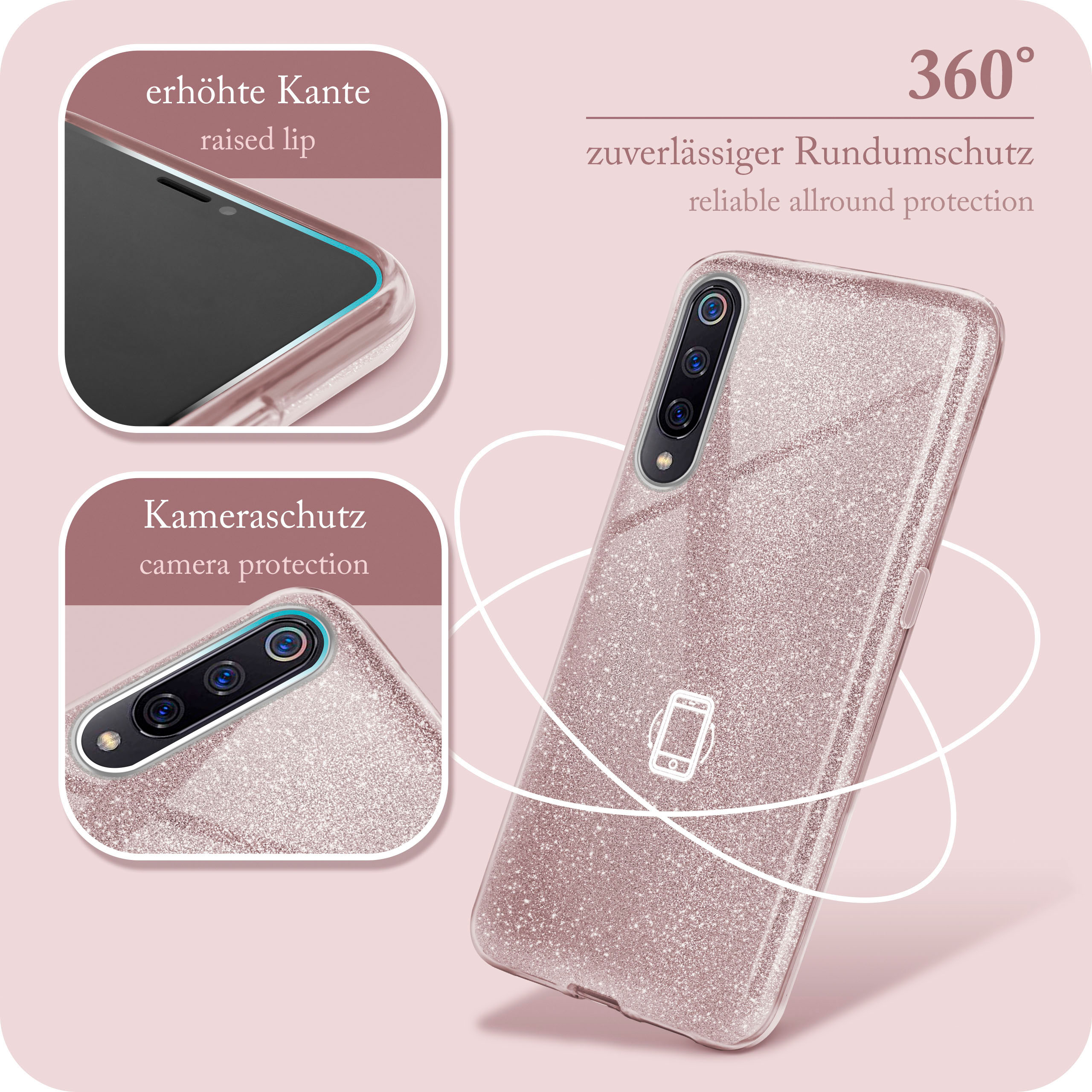 ONEFLOW Glitter Case, Backcover, - 9 Rosé Xiaomi, Mi / Explorer, Gloss Mi 9
