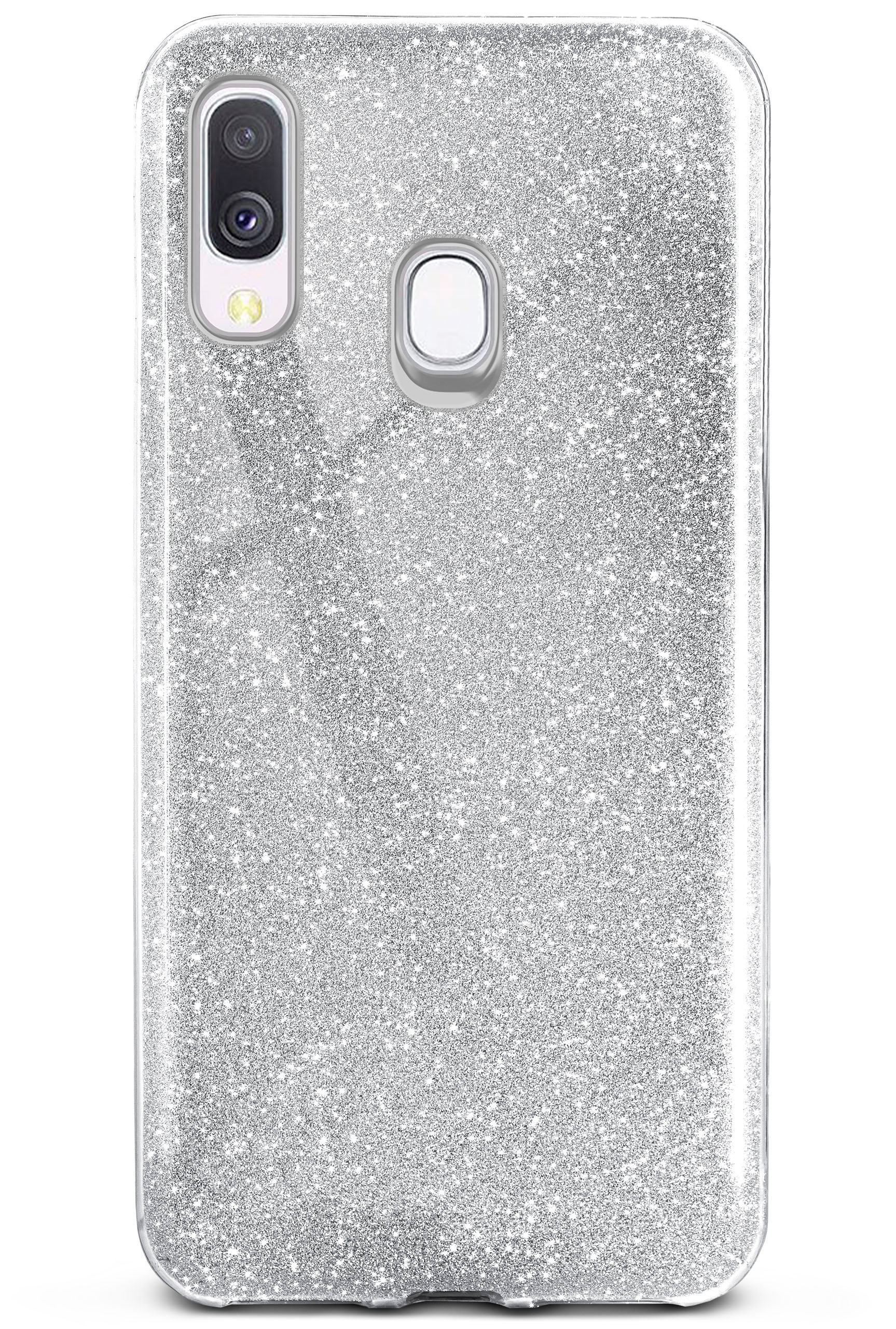 ONEFLOW Glitter A40, Samsung, Sparkle Case, - Silver Backcover, Galaxy