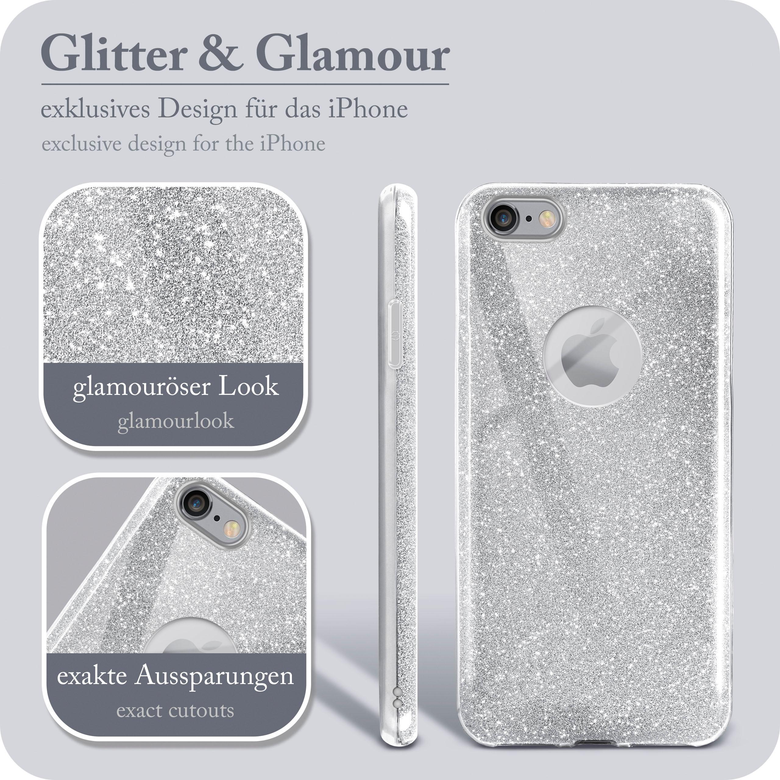Case, Apple, Silver Backcover, - 6, Sparkle Glitter 6s iPhone iPhone / ONEFLOW