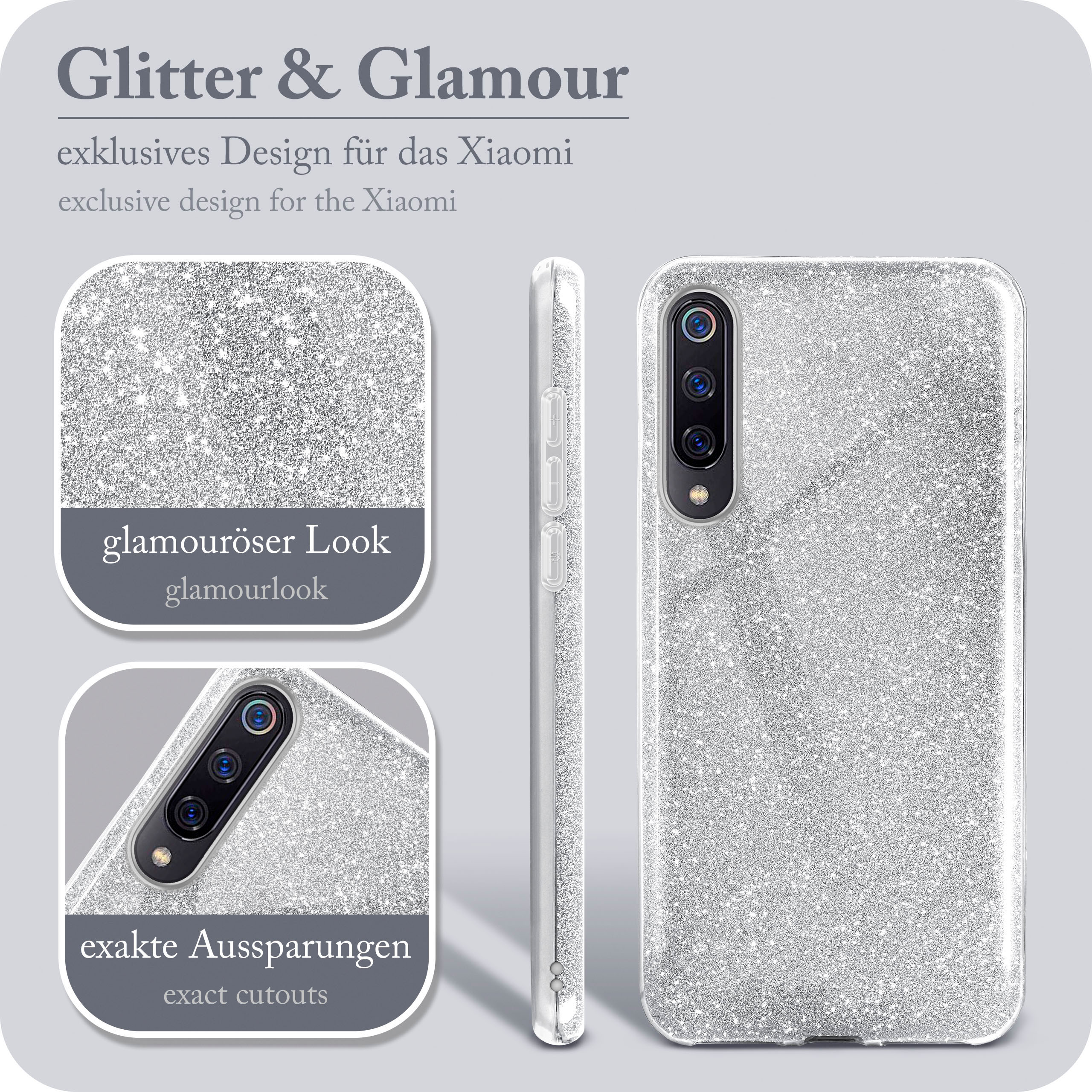 ONEFLOW Glitter Mi Xiaomi, Silver - Backcover, Case, Explorer, 9 Sparkle Mi 9 