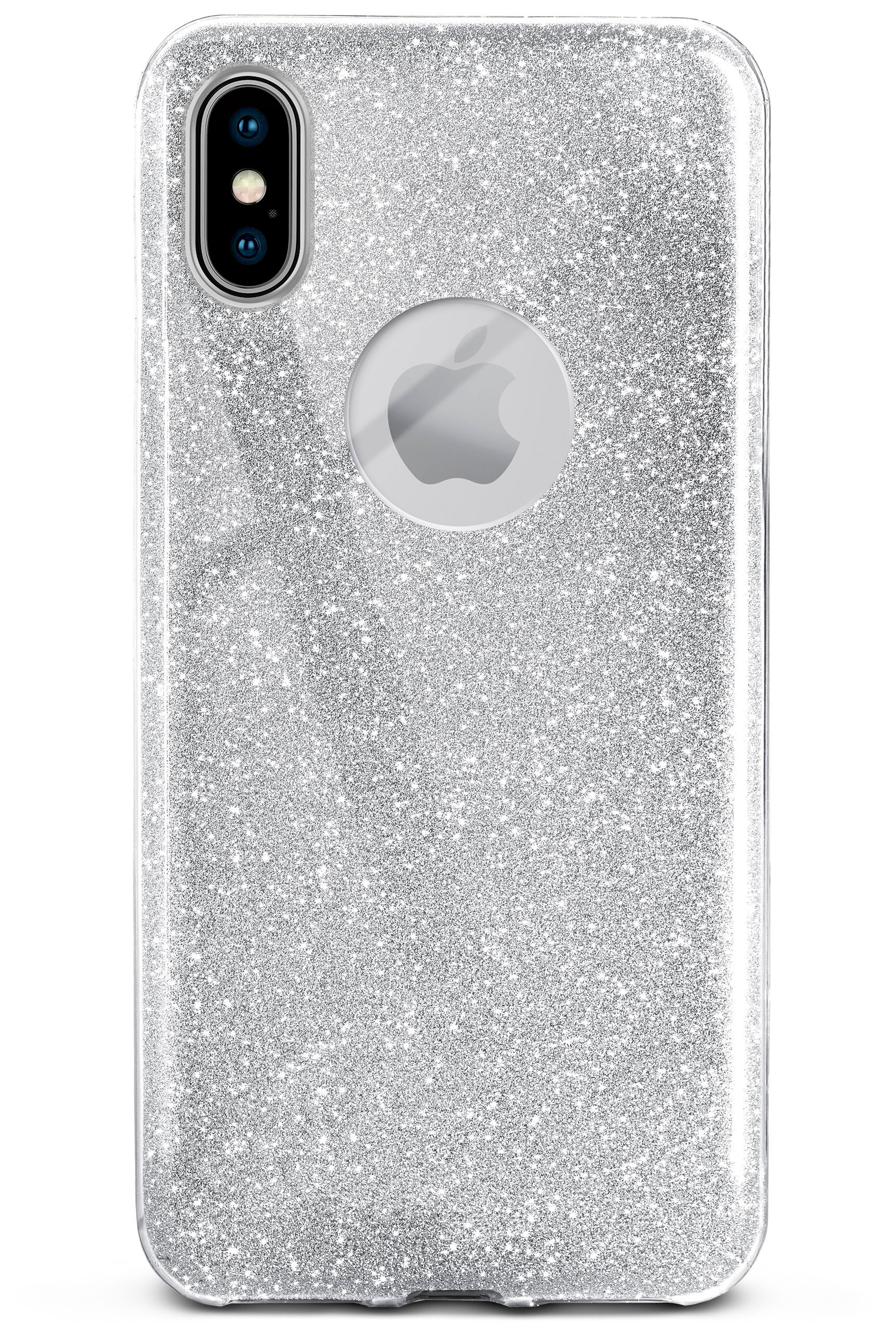 Apple, XS, Sparkle ONEFLOW iPhone X Case, Glitter Backcover, iPhone / Silver -