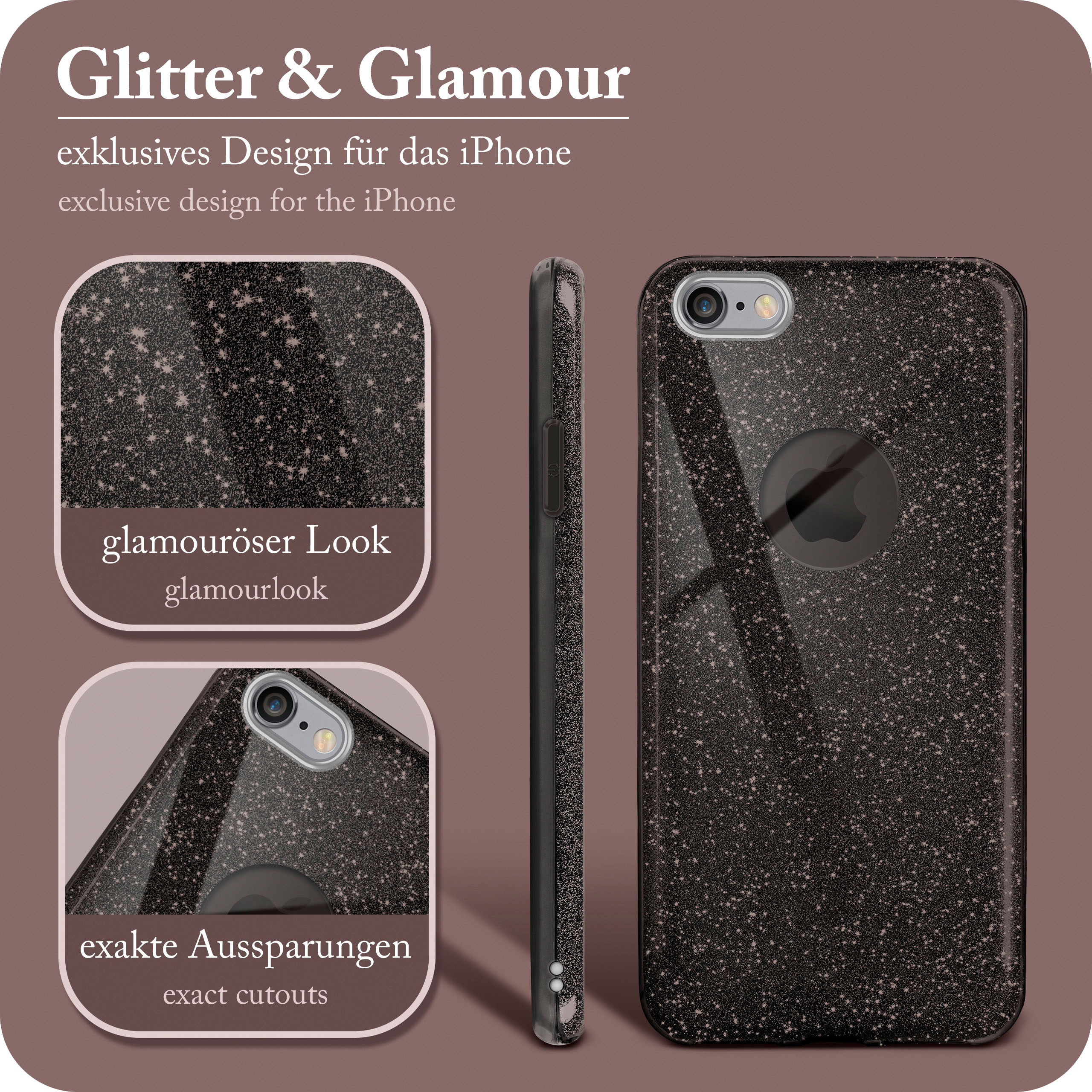 ONEFLOW iPhone Case, - Apple, Glitter / Black 6s 6, iPhone Backcover, Glamour